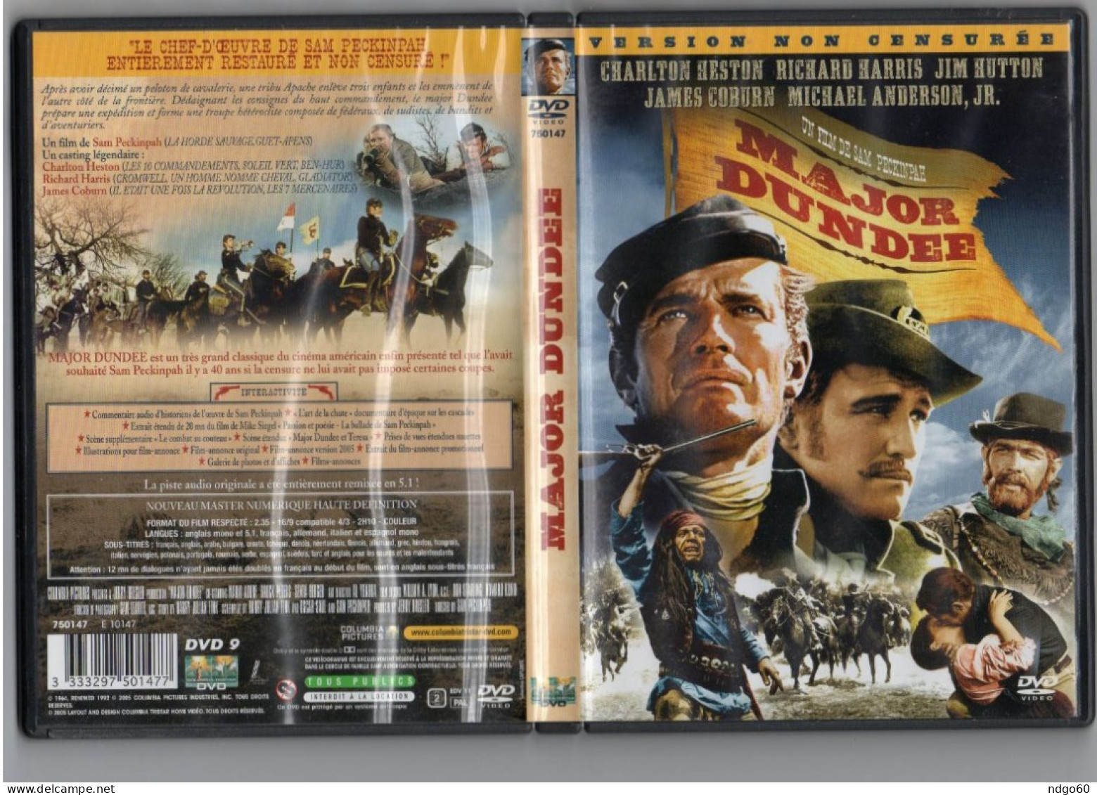 DVD Western - Major Dundee (1964 ) Avec Charlton Heston - Western/ Cowboy