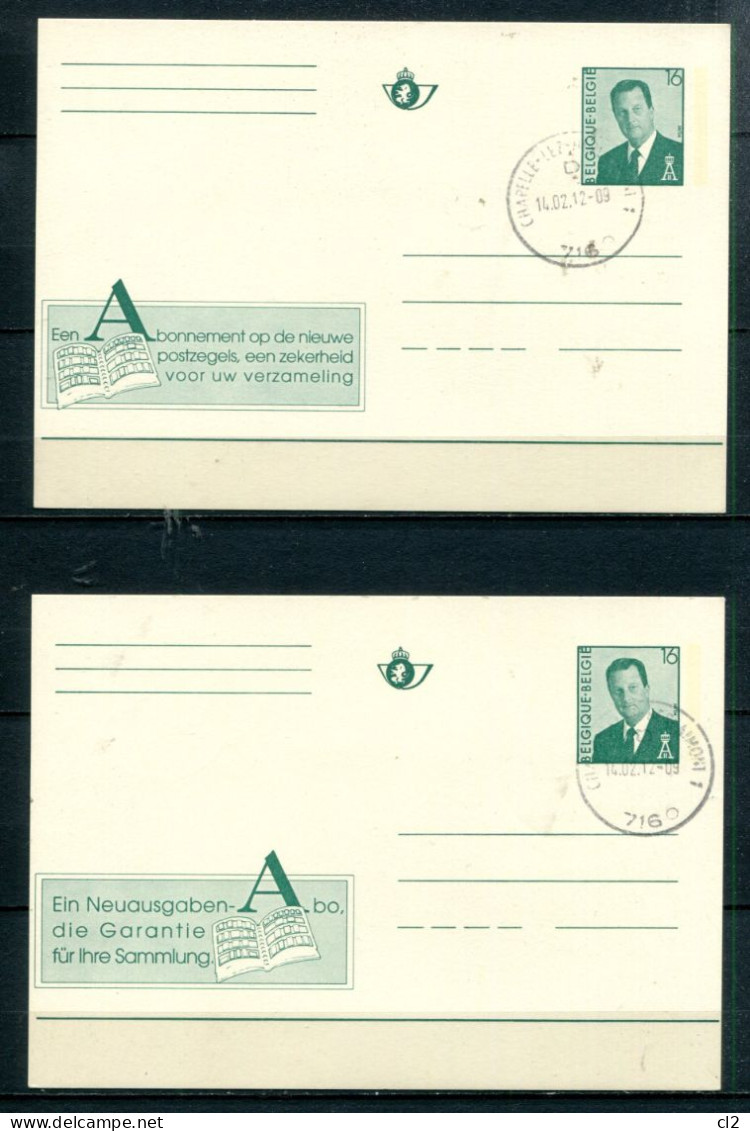 BELGIQUE - 2 Entiers "Een Abonnement" Et "Ein Neuausgaben" - Cartes Postales 1951-..