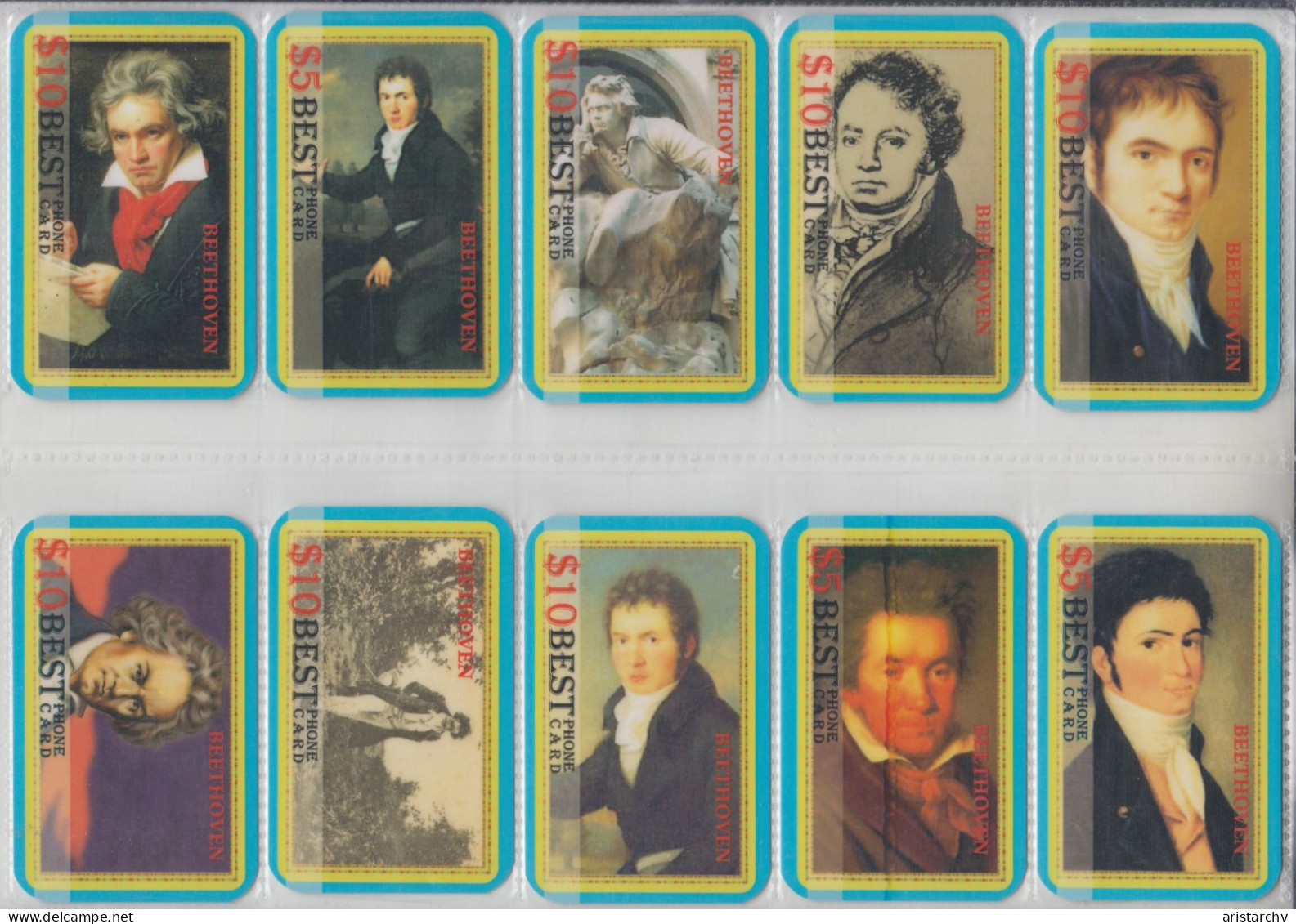 USA CLASSIC MUSIC COMPOSER LUDWIG VAN BEETHOVEN SET OF 10 CARDS - Música