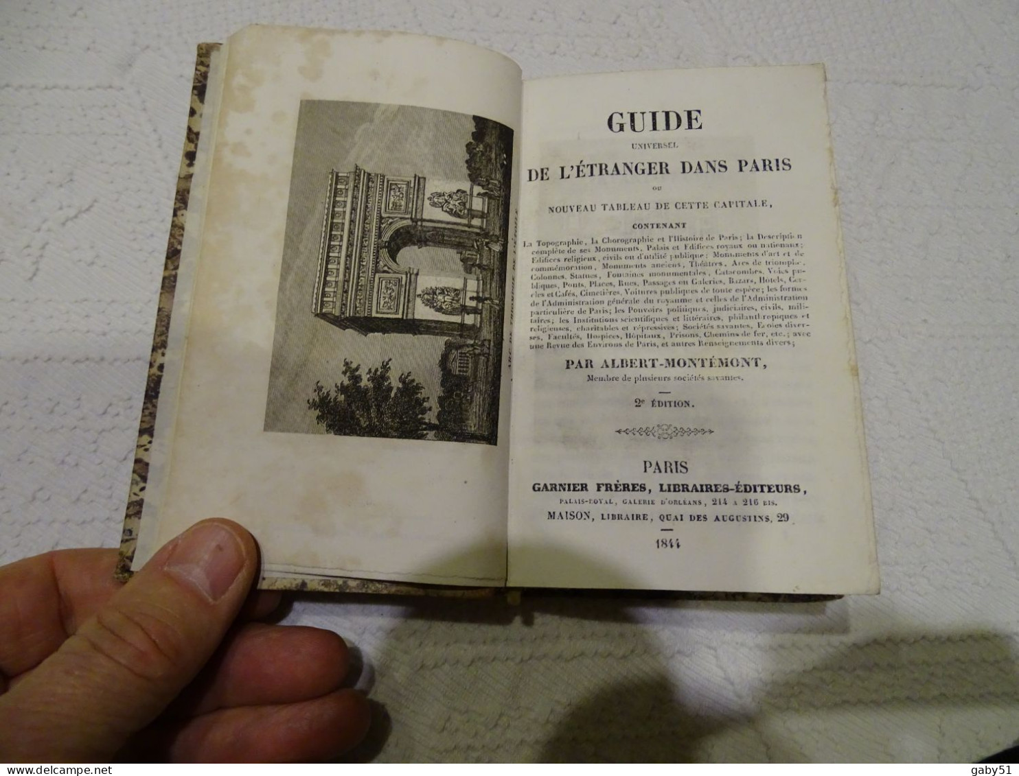 Guide Universel De L'étranger à Paris, Edition Garnier 1844, Avec Plan, Dos Cuir, Livre RARE ; L 20 - 1901-1940