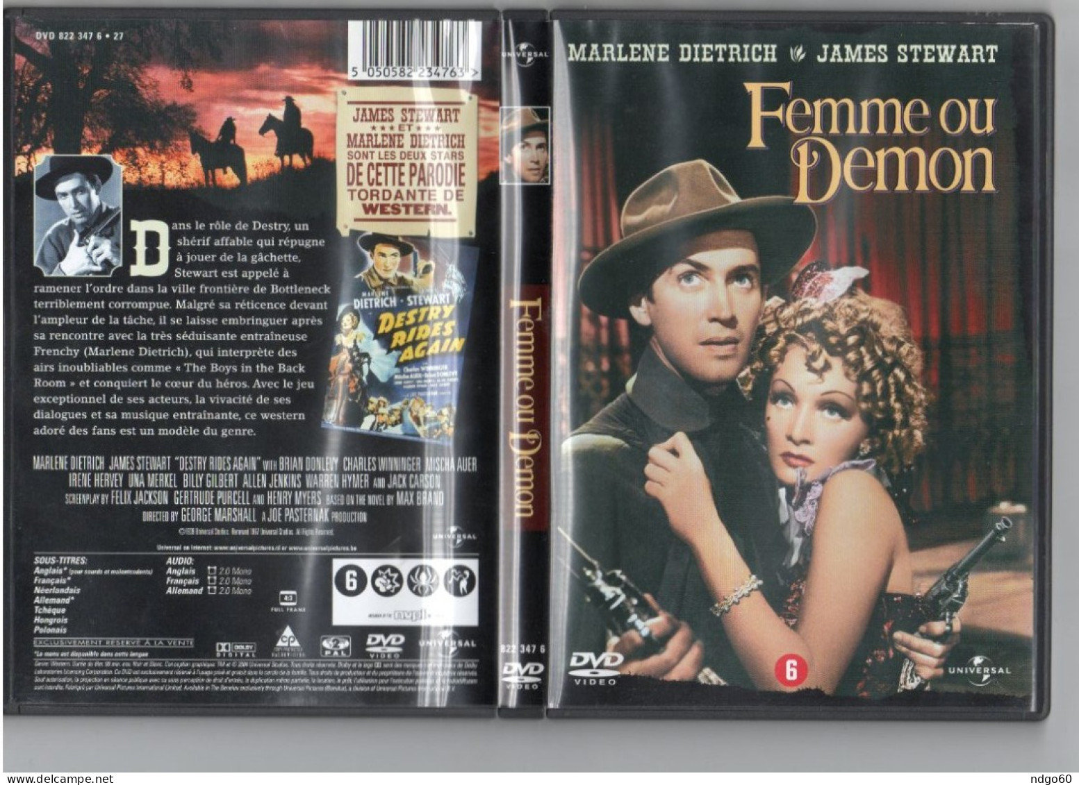 DVD Western - Femme Ou Démon (1939 ) Avec James Stewart & Marlène Dietrich - Western