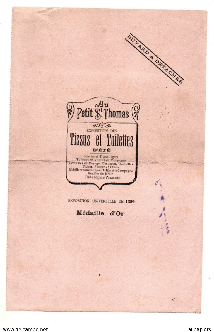 Buvard Au Petit St. Thomas Exposition Des Tissus Et Toilettes D'été + 8 Timbres Français Au Verso De 1943 - Vestiario & Tessile