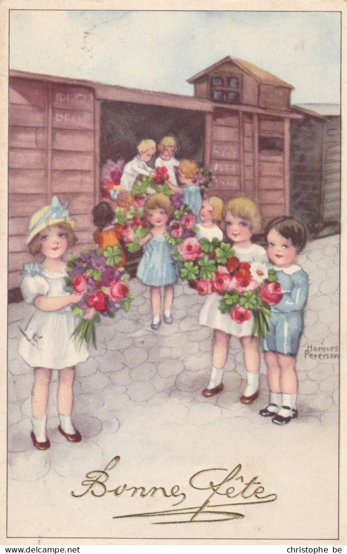 Bonne Fête, Little Girls With Flowers, Hannes Petersen (pk86771) - Petersen, Hannes