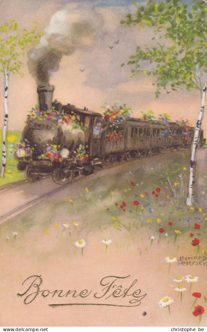 Bonne Fête, Hannes Petersen, Train With Flowers (pk86781) - Petersen, Hannes