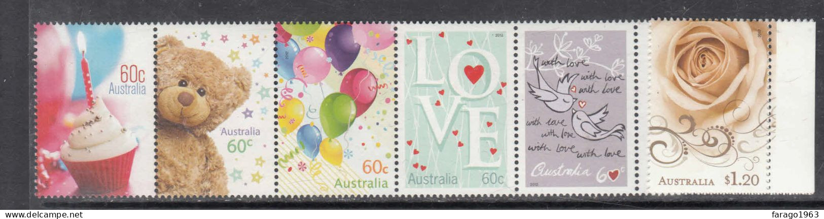 2012 Australia Greetings Complete Strip Of 5 + 1 Stamp MNH @ BELOW FACE VALUE - Nuovi