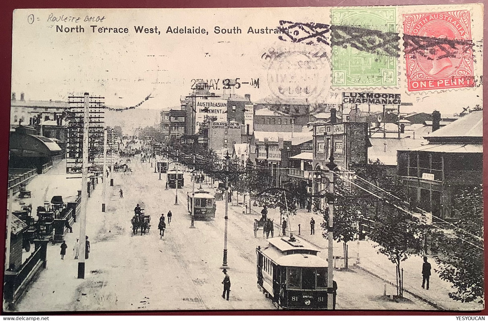 1913South Australia RARE BELGIAN ROULETTE Arrival Cancellation On Postage Due Adelaide Ppc>Anvers Belgique(belge Belgium - Storia Postale