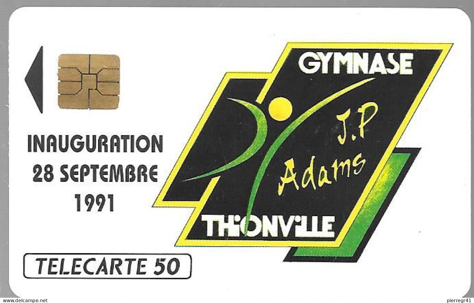 CARTE-PUCE-PRIVEE-PUBLIC-50U-EN164-SO3-09/91-SG2-GYMNASE THIONVILLE-R° Mat--V°PN° A 195345-Utilisé-TBE/RARE - 50 Eenheden