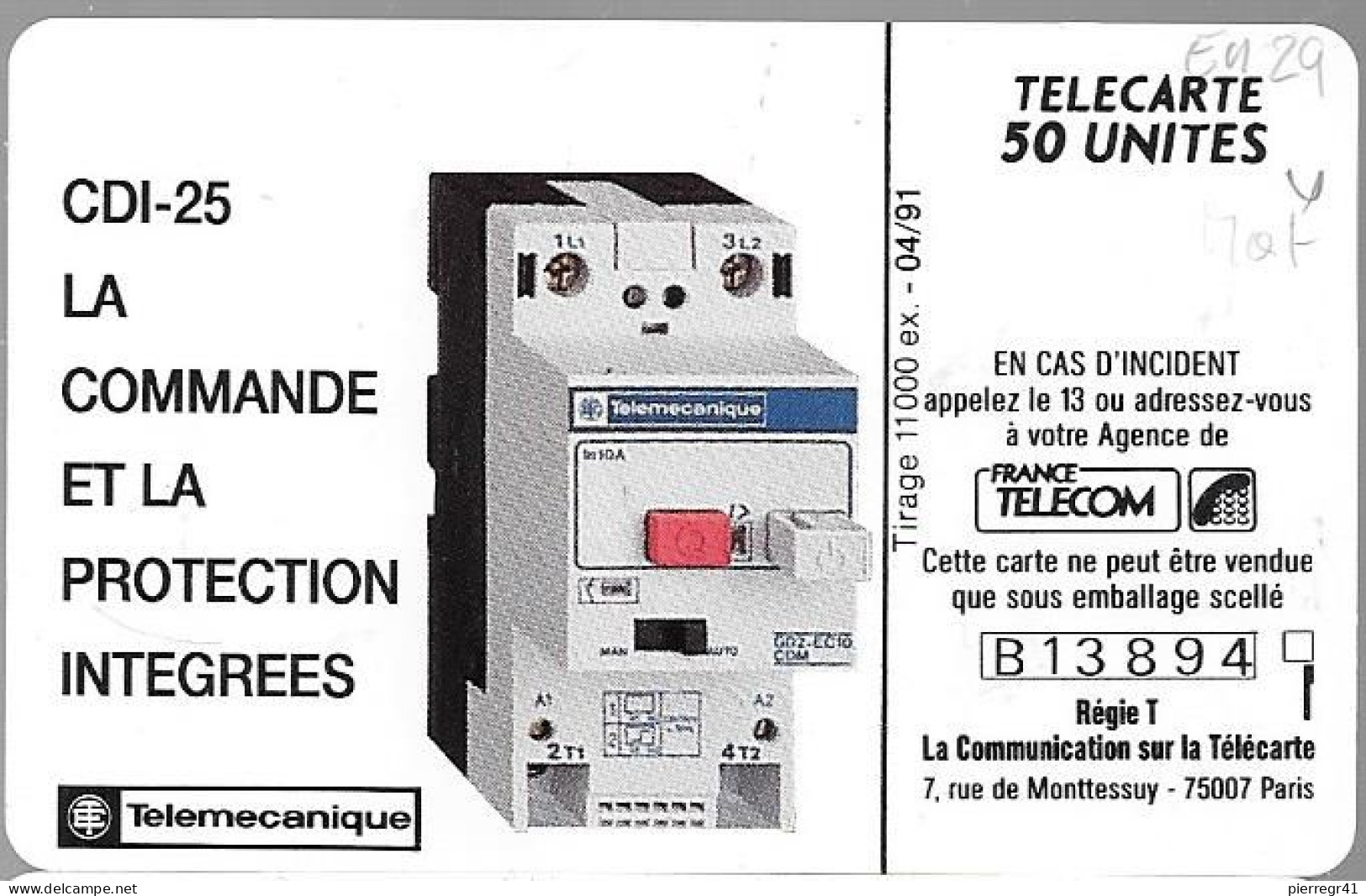 CARTE-PUCE-PRIVEE-PUBLIC-50U-EN29-GemA-04/91-K-SYSTEM 1-R° Mat--V°B13894-Utilisé-TBE/RARE - 50 Unità  