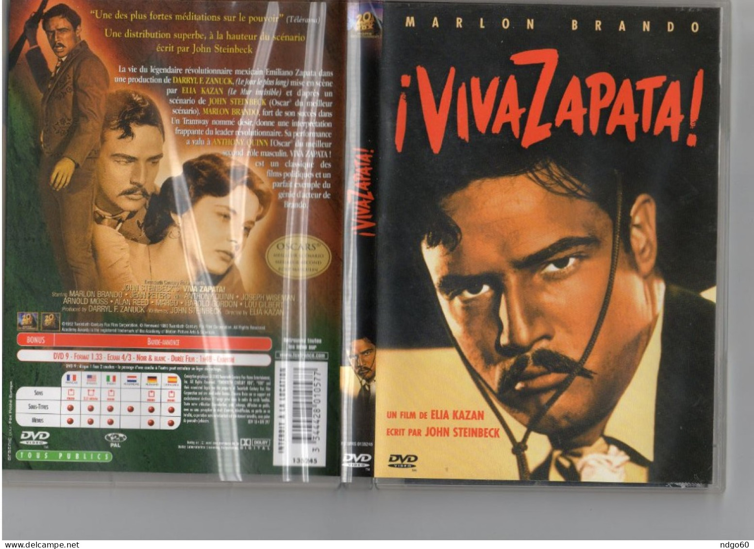 DVD Western - Viva Zapata (1952 ) Avec Marlon Brando - Western / Cowboy