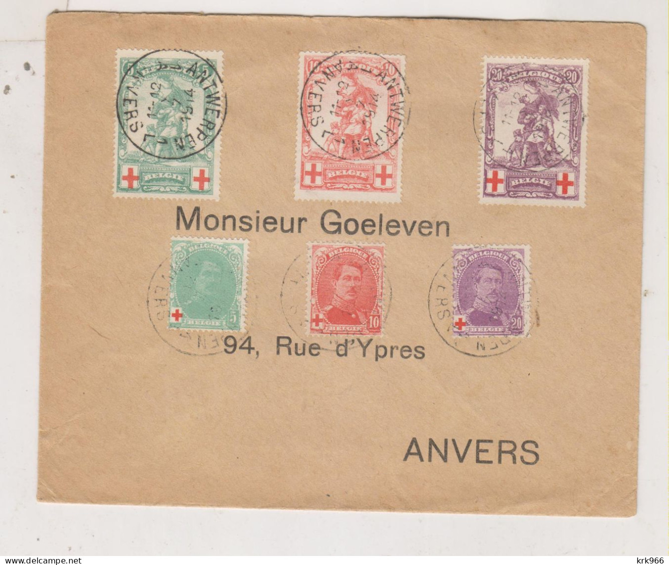 BELGIUM  ANTWERPEN 1914red Cross Nice Cover - 1914-1915 Croix-Rouge