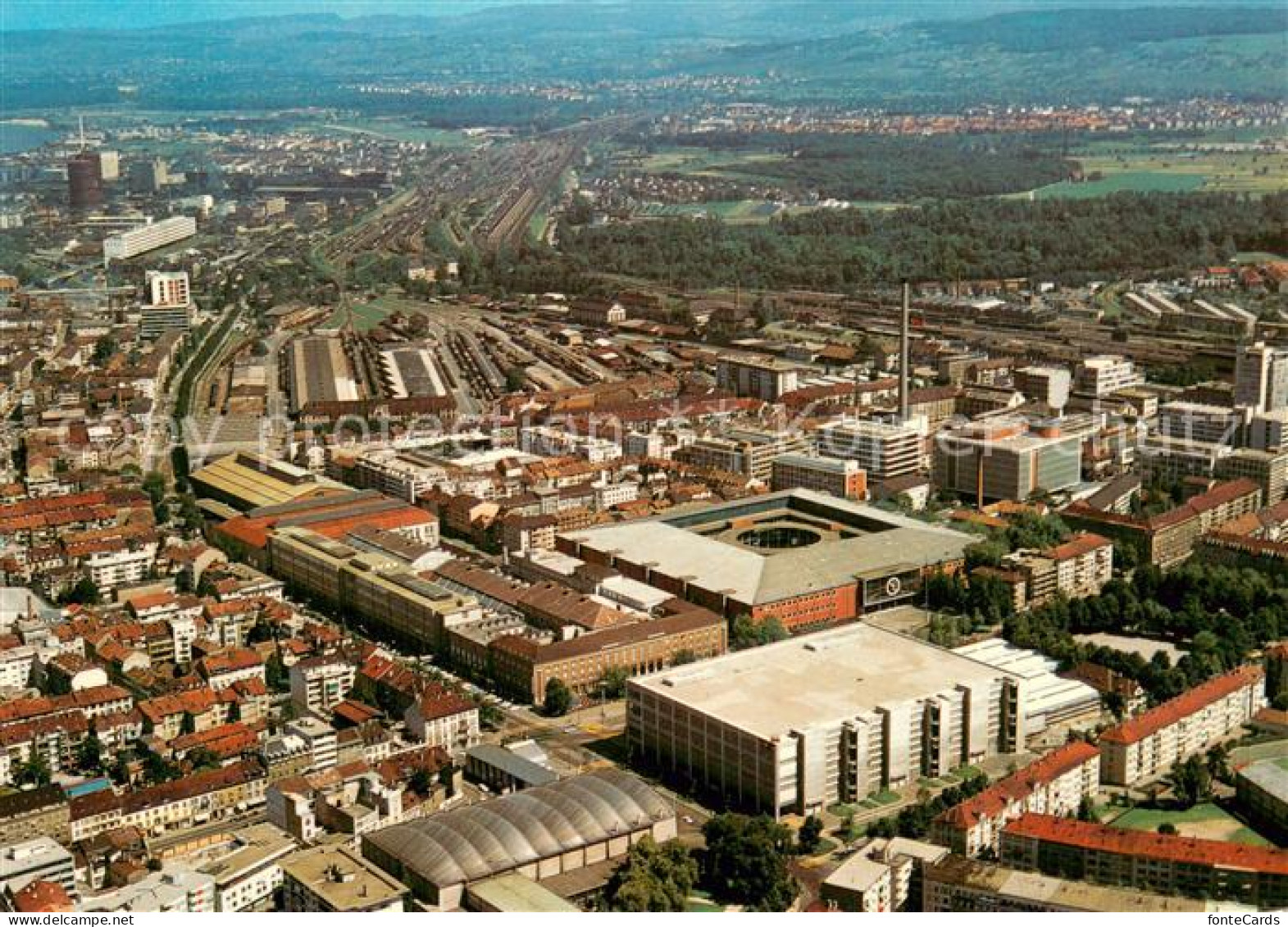 13682768 Basel BS Fliegeraufnahme Mit Mustermesse Basel BS - Autres & Non Classés