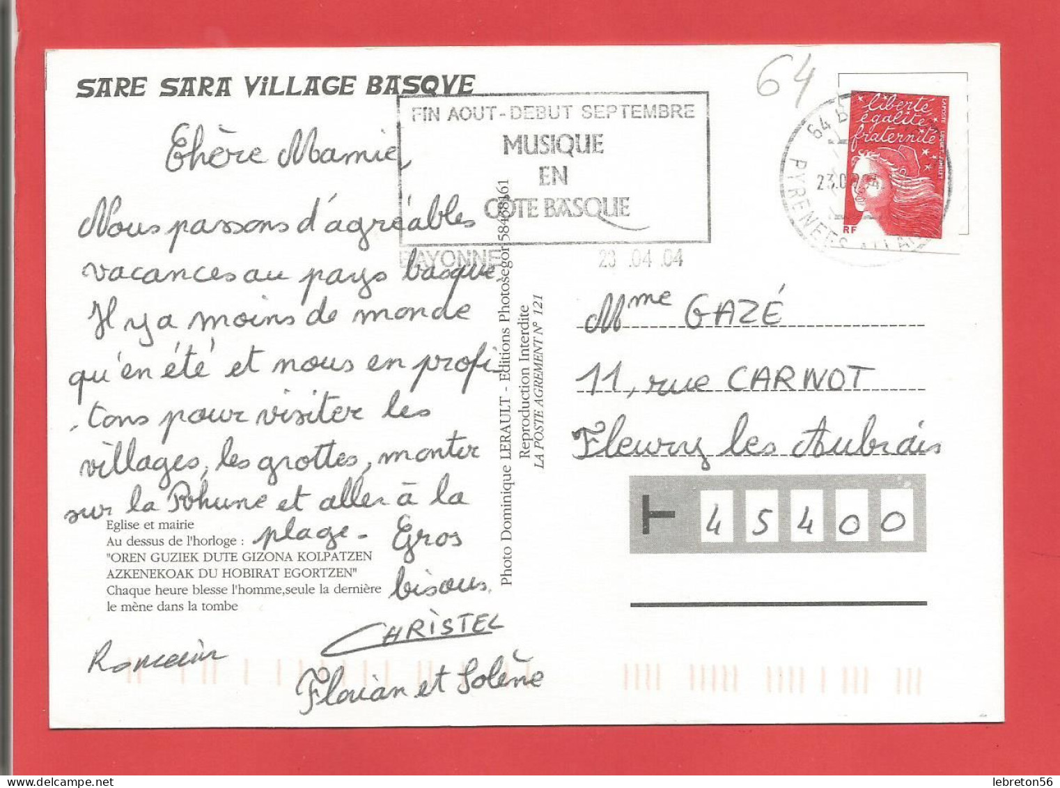 C.P.M.( 64 ) « SARE » Eglise Et Mairie,Village Basque  - Jolie Vue Générale   X2phots - Sare