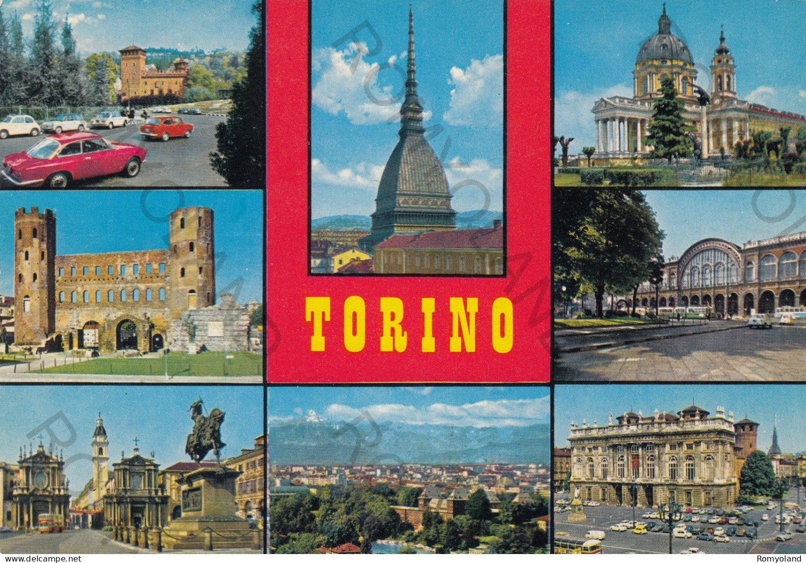 CARTOLINA  TORINO,PIEMONTE-PARCO DEL VALENTINO-MOLE ANTONELLIANA-BASILICA DI SUPERGA-TORRI PALATINE-NON VIAGGIATA - Castello Del Valentino