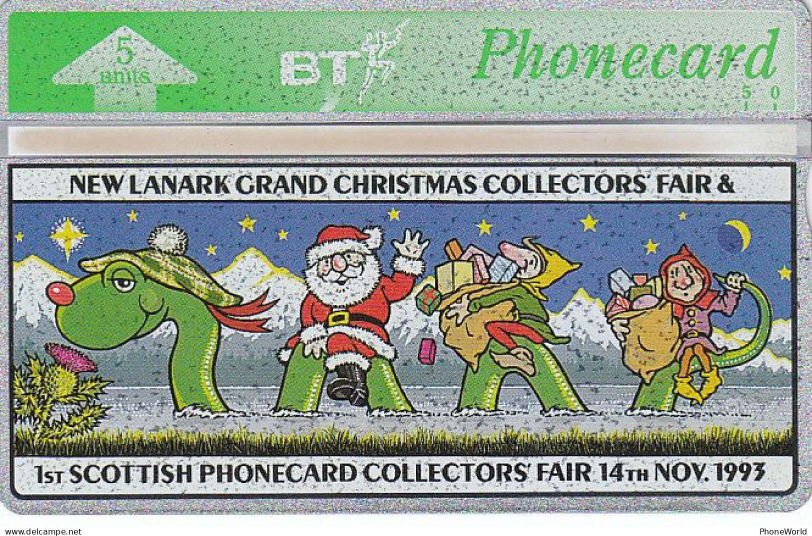 UK, BT 1993, L&G 308G, Scottish Phonecard Collectors Fair, Christmas, Santa & Loch Ness, 500ex - BT Edición Privada