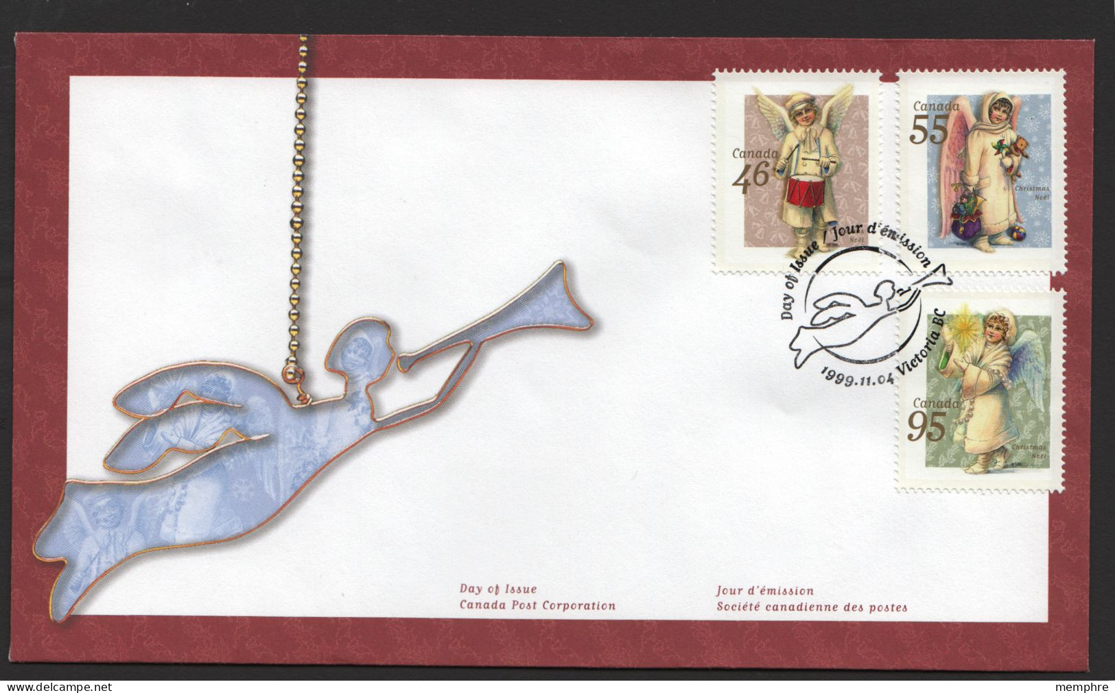 1999  Victorian Angels  - Christmas Issue  Sc 1815-7 On Single FDC - 1991-2000