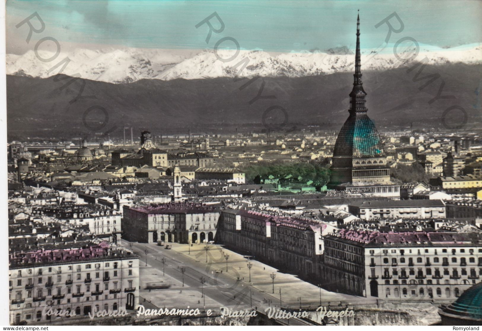 CARTOLINA  TORINO,PIEMONTE-SCORCIO PANORAMICO E PIAZZA VITTORIO VENETO-STORIA,MEMORIA,BELLA ITALIA,VIAGGIATA - Mehransichten, Panoramakarten