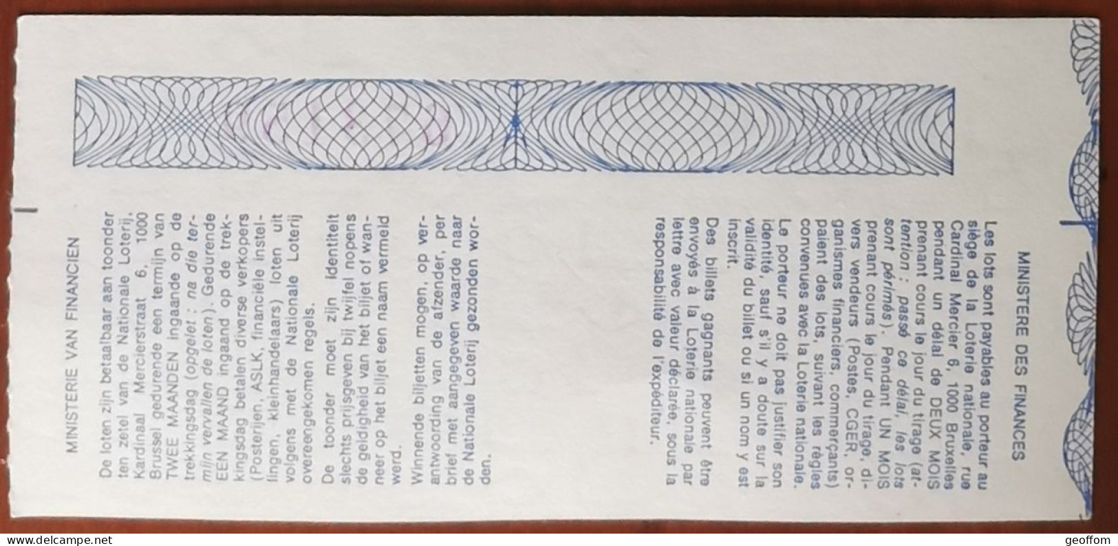 Billet De Loterie Nationale Belgique 1987 3e Tranche Du Verseau - 21-1-1987 - Billetes De Lotería