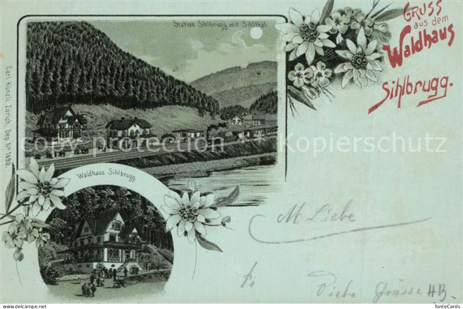 13567028 Sihlbrugg Waldhaus Station Sihltal Mondschein Sihlbrugg - Altri & Non Classificati