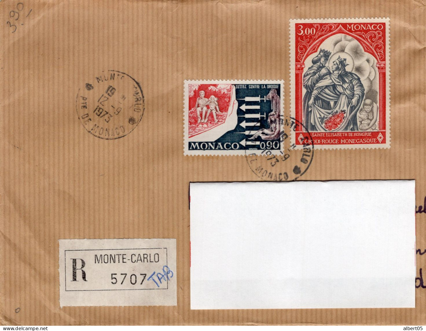 Lettre Recommandée De Monte Carlo Pour Montbéliard France  17/9/1973 - Poststempel