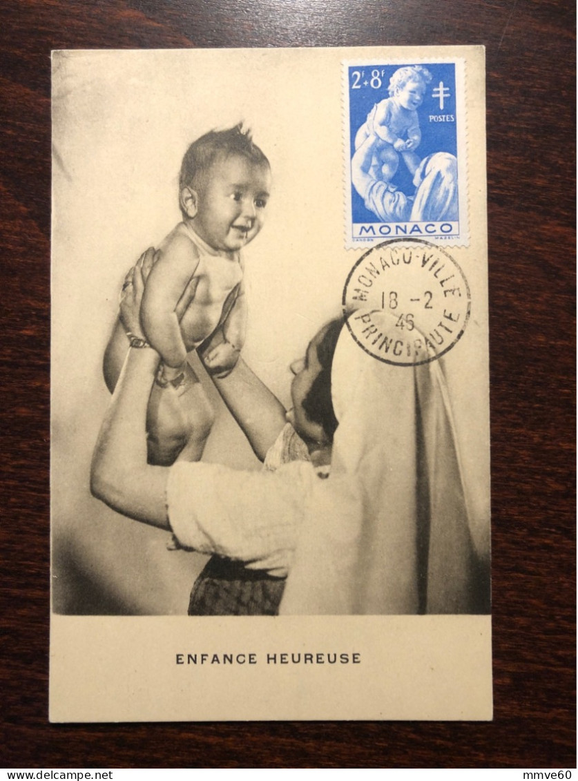 MONACO MAX. CARD FDC 1946 YEAR  TUBERCULOSIS TBC HEALTH MEDICINE - Brieven En Documenten