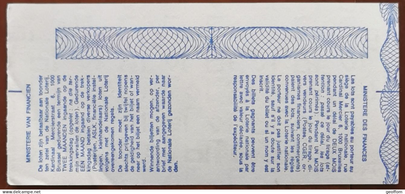 Billet De Loterie Nationale Belgique 1987 20e Tranche Des Fleurs - 20-5-1987 - Billetes De Lotería