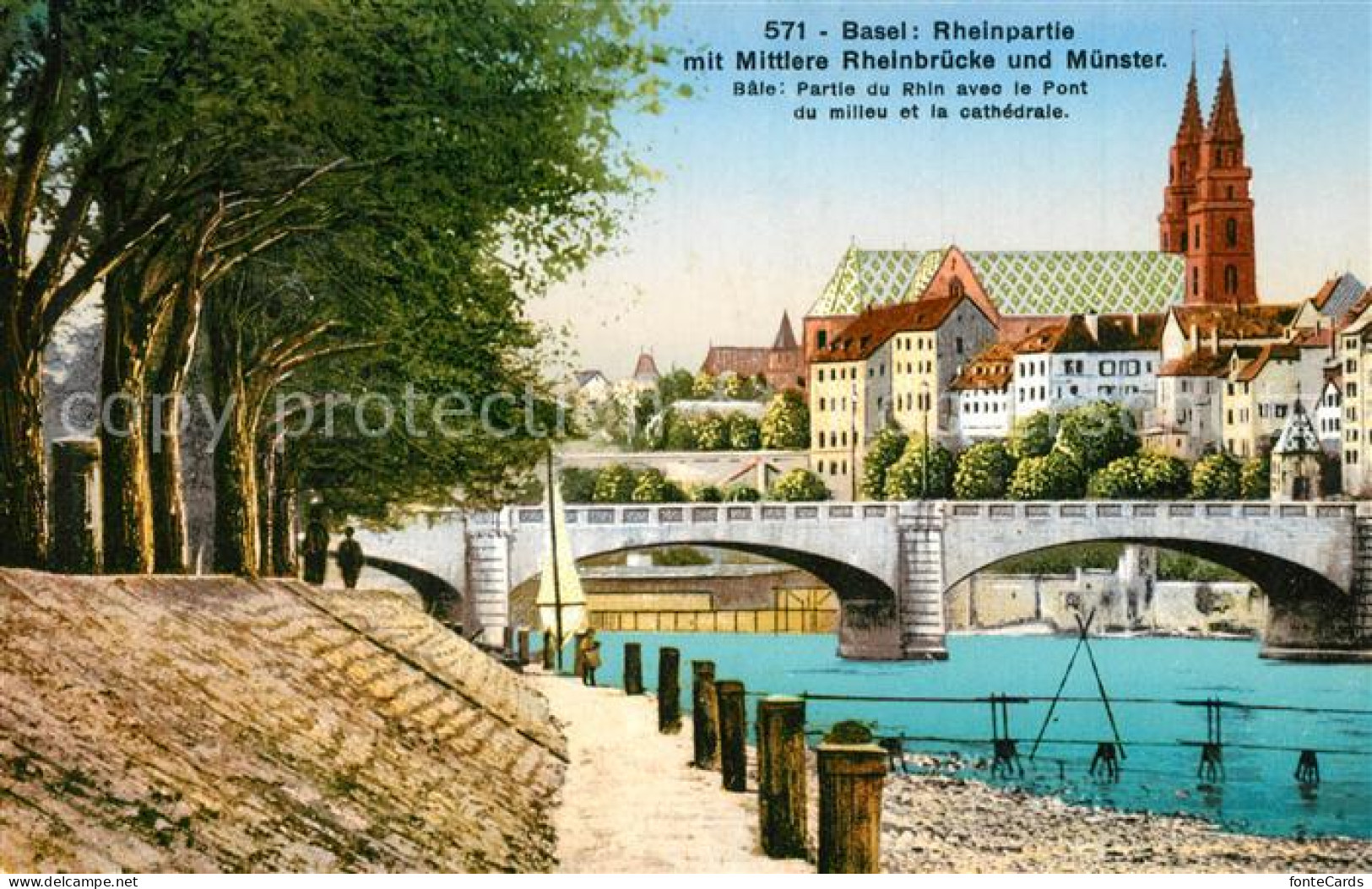 13305688 Basel BS Mittlere Rheinbruecke Mit Muenster Basel BS - Other & Unclassified