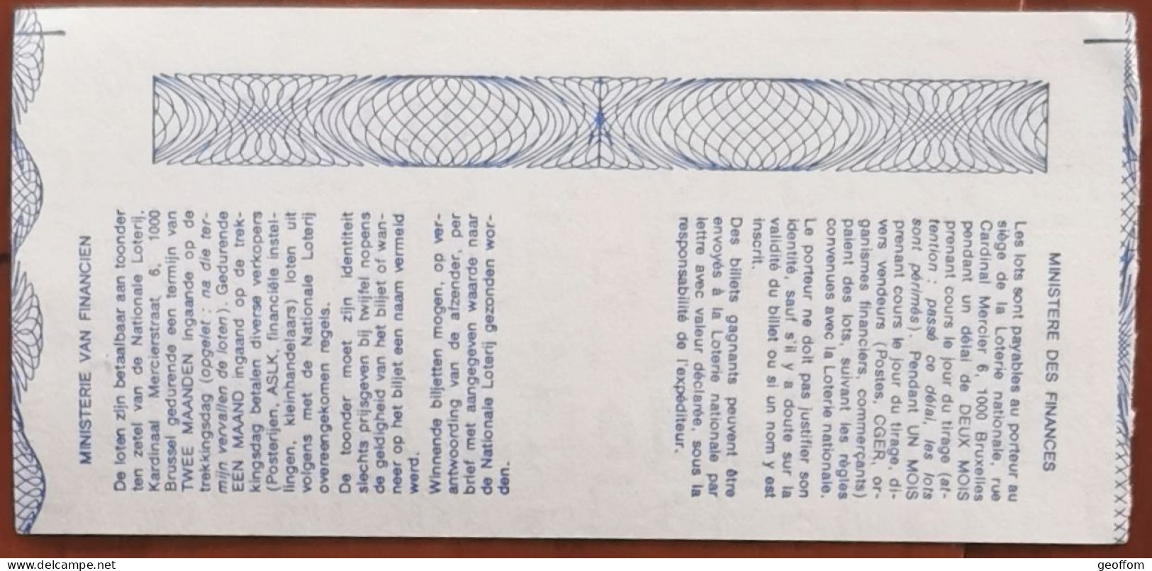 Billet De Loterie Nationale Belgique 1987 23e Tranche Des Pères - 10-6-1987 - Billetes De Lotería