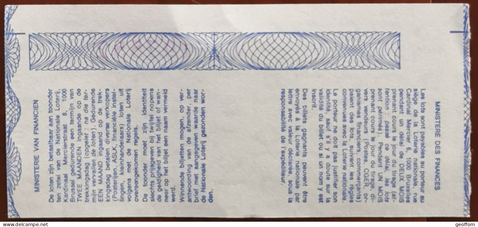 Billet De Loterie Nationale Belgique 1987 25e Tr De L'Année Européenne De L'Environnement 24-6-1987 - Biglietti Della Lotteria