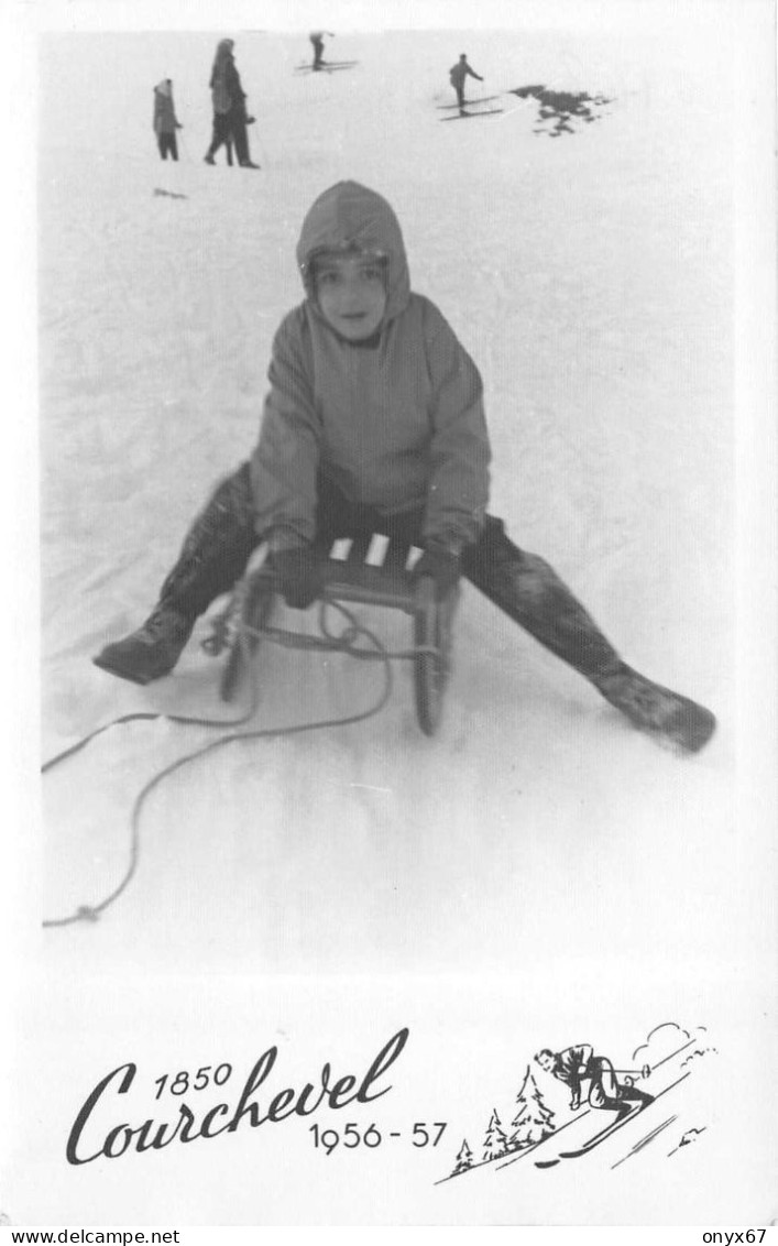 Carte Photo Montage COURCHEVEL-1850 (73-Savoie) SKI-SPORT HIVER-Enfant En Luge-1956-1957 - Courchevel