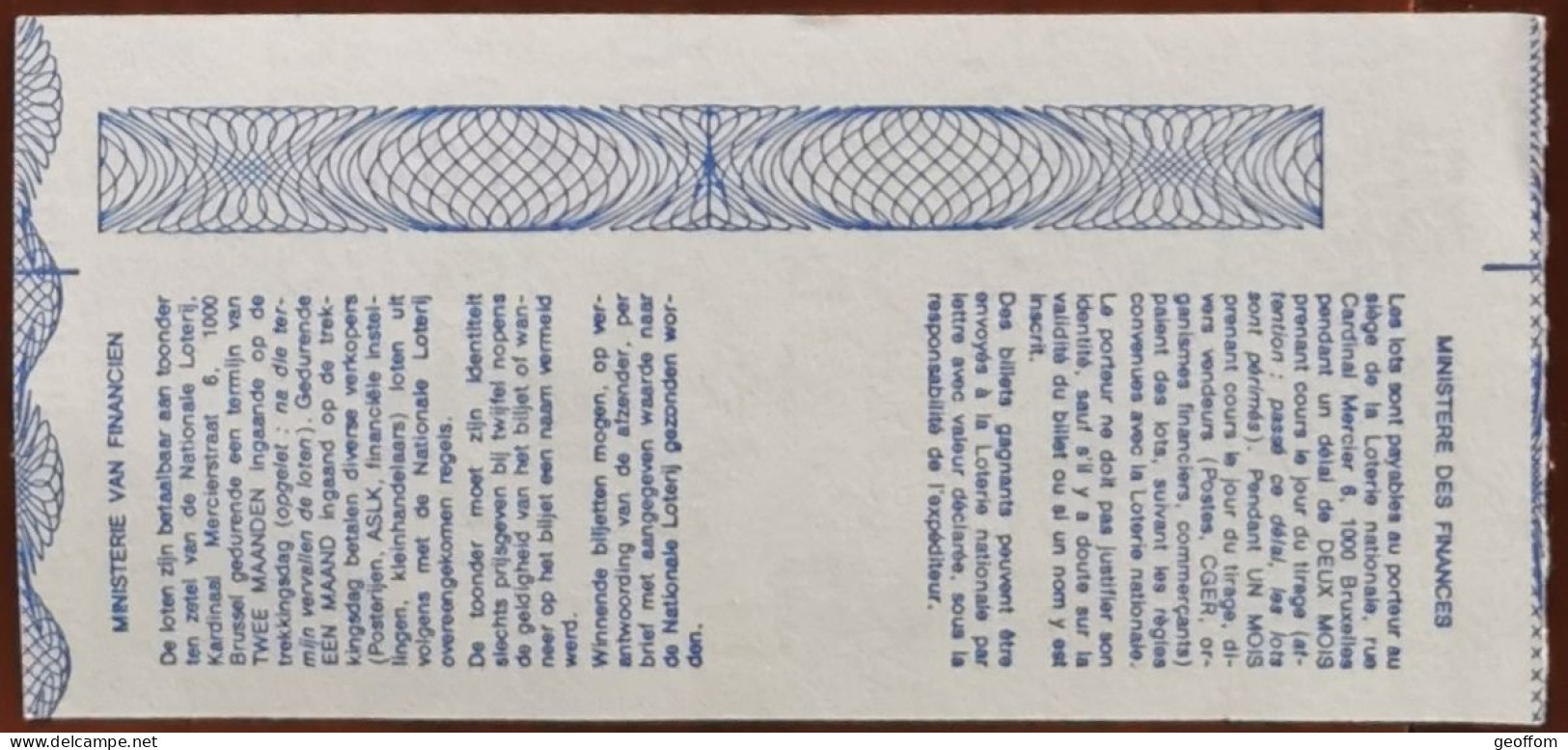 Billet De Loterie Nationale Belgique 1987 26e Tranche Des Vacances - 1-7-1987 - Billetes De Lotería