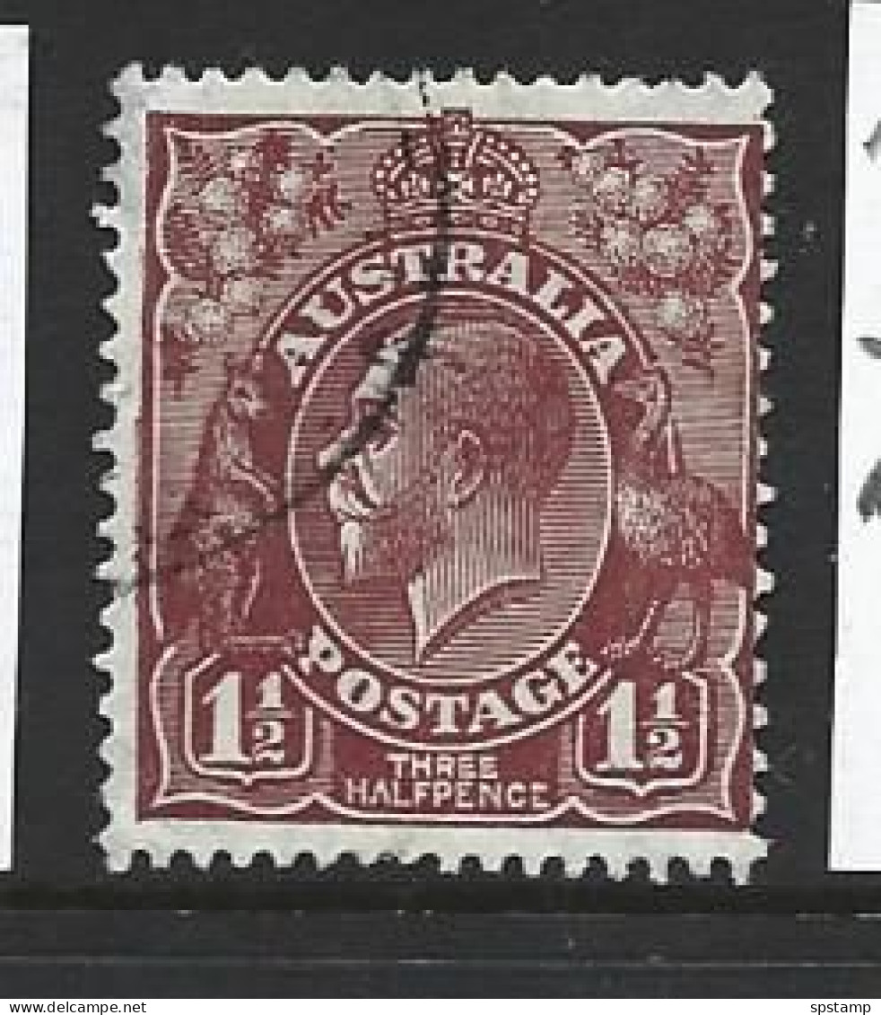 Australia 1926 - 1930 1 & 1/2d Reddish Brown KGV Definitive SM Watermark Perf 13.5 X 12.5 FU , Selected CDS - Used Stamps