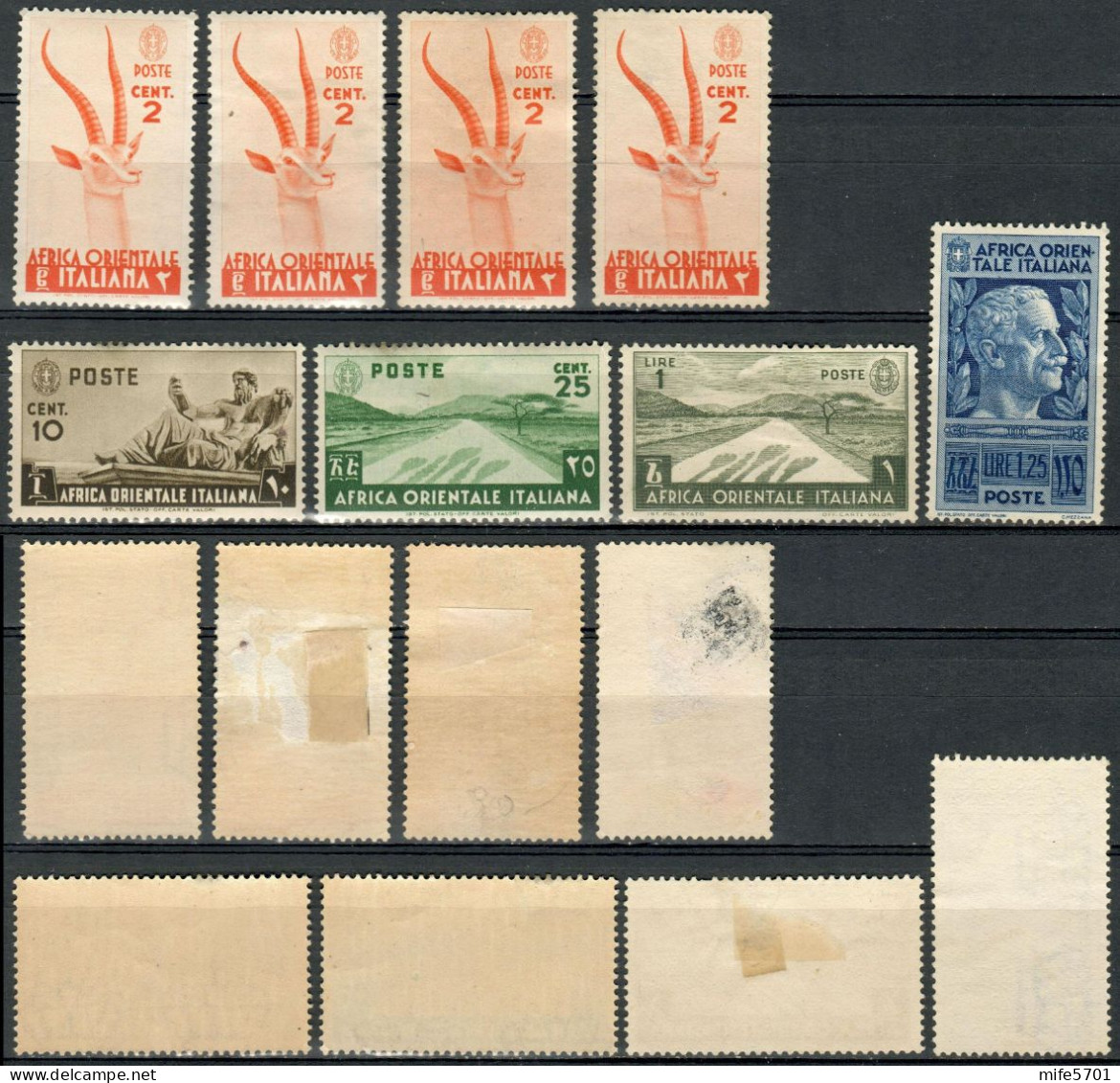 REGNO / COLONIE / AFRICA ORIENTALE ITALIANA 1938 - SOGGETTI VARI 8 VALORI MNH / MLH / (*) NO GUM - SASSONE 1-4-7-12/13 - Africa Orientale Italiana