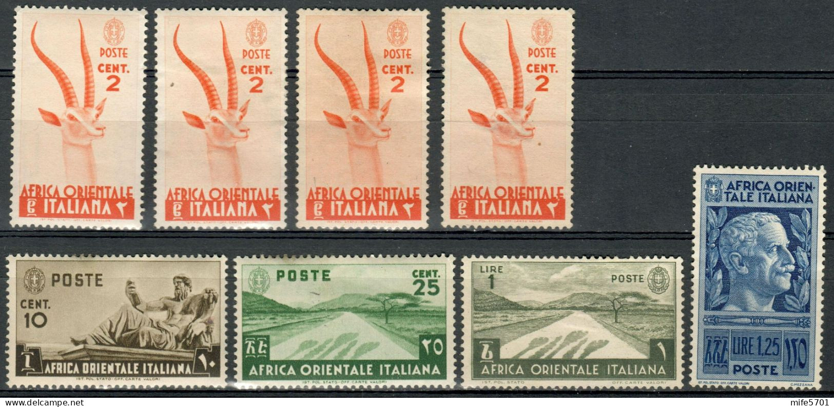 REGNO / COLONIE / AFRICA ORIENTALE ITALIANA 1938 - SOGGETTI VARI 8 VALORI MNH / MLH / (*) NO GUM - SASSONE 1-4-7-12/13 - Italian Eastern Africa