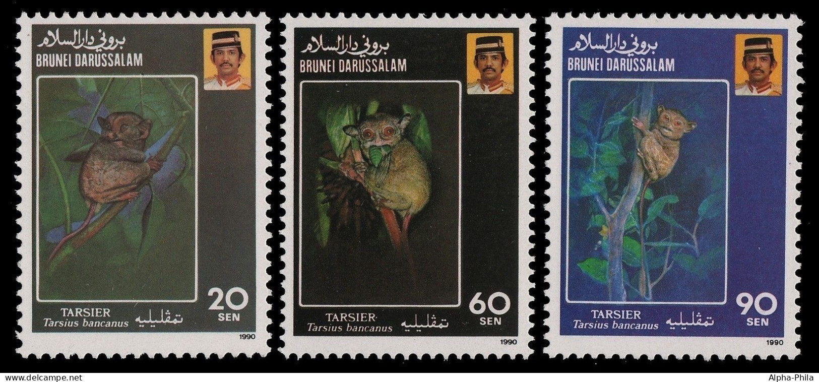 Brunei 1990 - Mi-Nr. 421-423 ** - MNH - Wildtiere / Wild Animals - Brunei (1984-...)