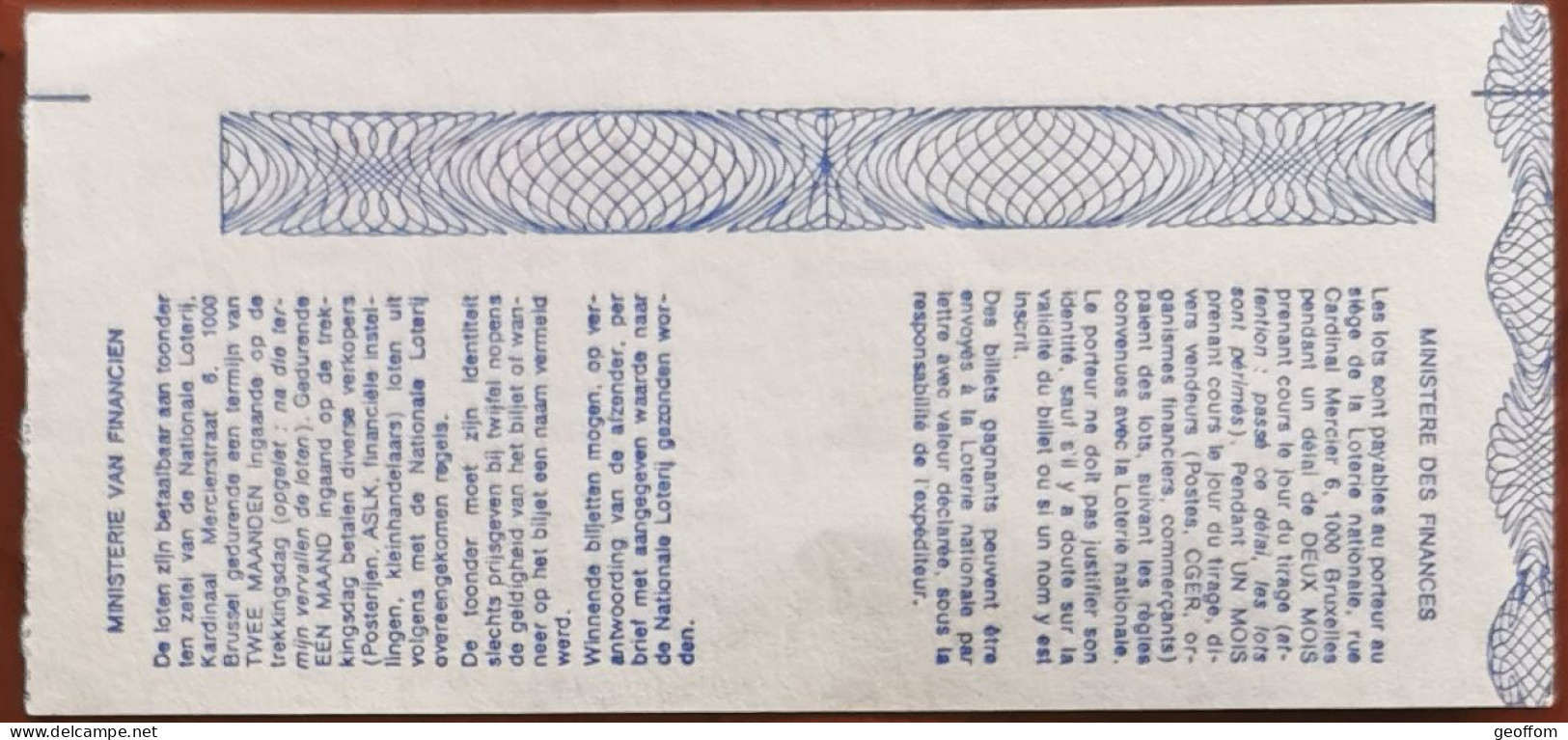 Billet De Loterie Nationale Belgique 1987 39e Tranche Des Anciens Prisonniers De Guerre 30-9-1987 - Billetes De Lotería