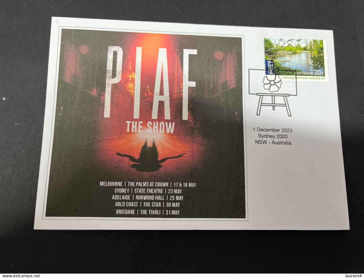 4-1-2024 (4 W 17) New Edith Piaf Six Concert Shows Anounced In Australia During May 2024 - With OZ River Stamp - Chanteurs