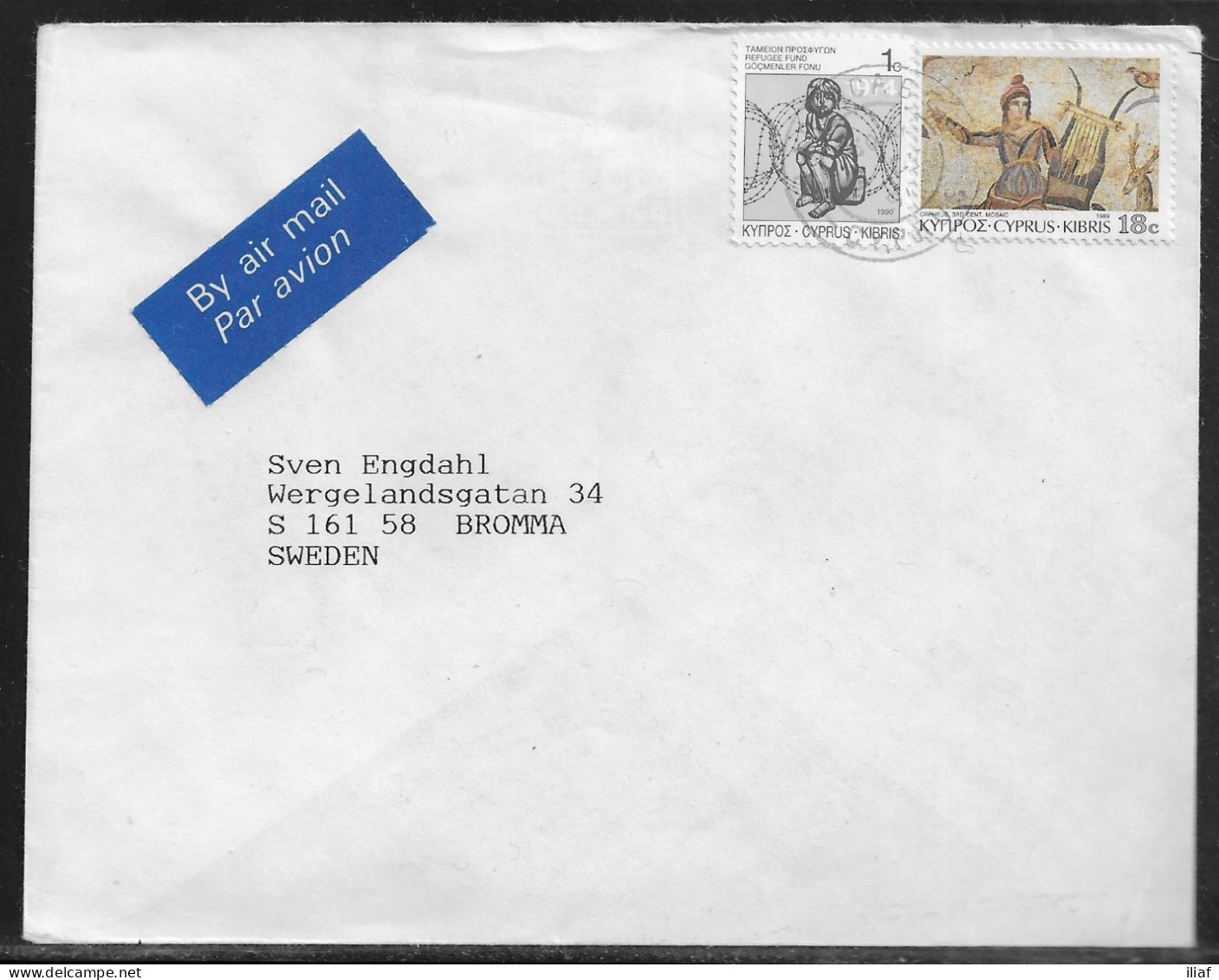 Cyprus. Stamps Sc. RA7 And 745 On Airmail Letter, Sent From Nicosia To Sweden - Brieven En Documenten