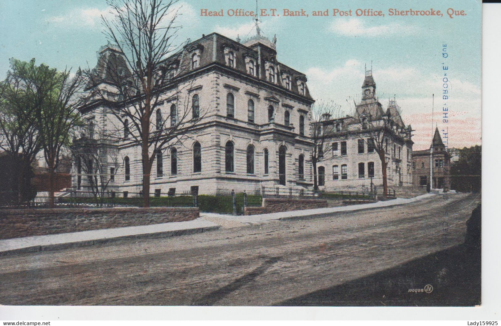 Head Office E.T. (Eastern Townships) Bank And Post Office, Sherbrooke Québec Canada.Commercial Street (rue Dufferin) 2 S - Sherbrooke
