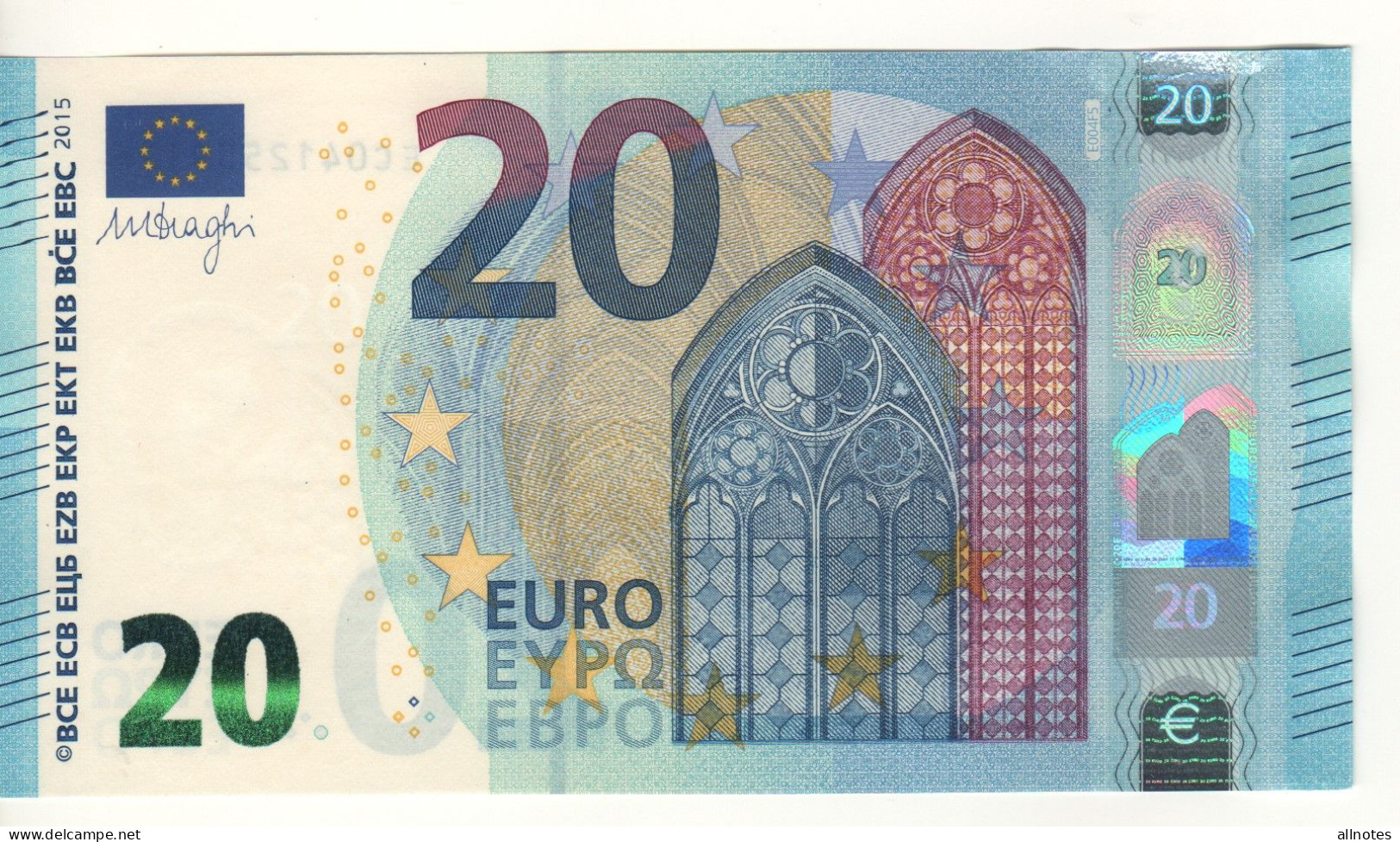 20 EURO  Firma DRAGHI    E 004 F5    EC0412559135  /  FDS - UNC - 20 Euro