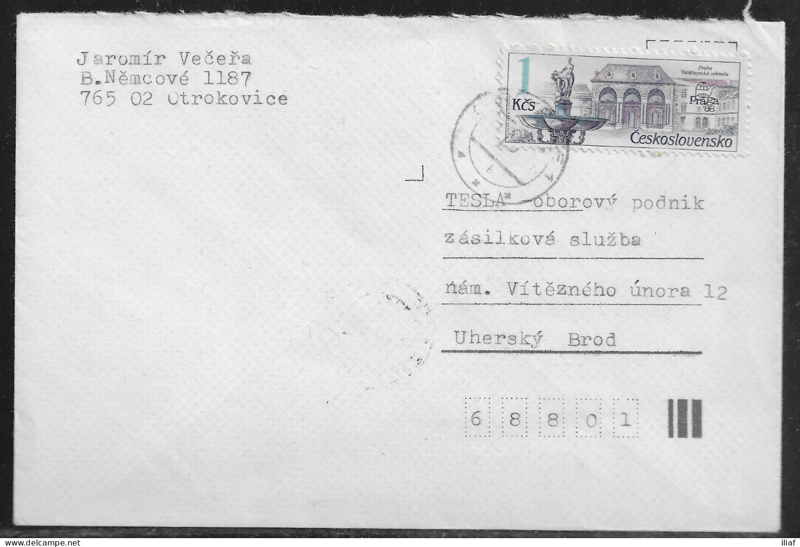 Czechoslovakia. Stamp Sc. 2705 On Letter, Sent From Otrokovice On 16.01.89 For “Tesla” Uhersky Brod. - Covers & Documents