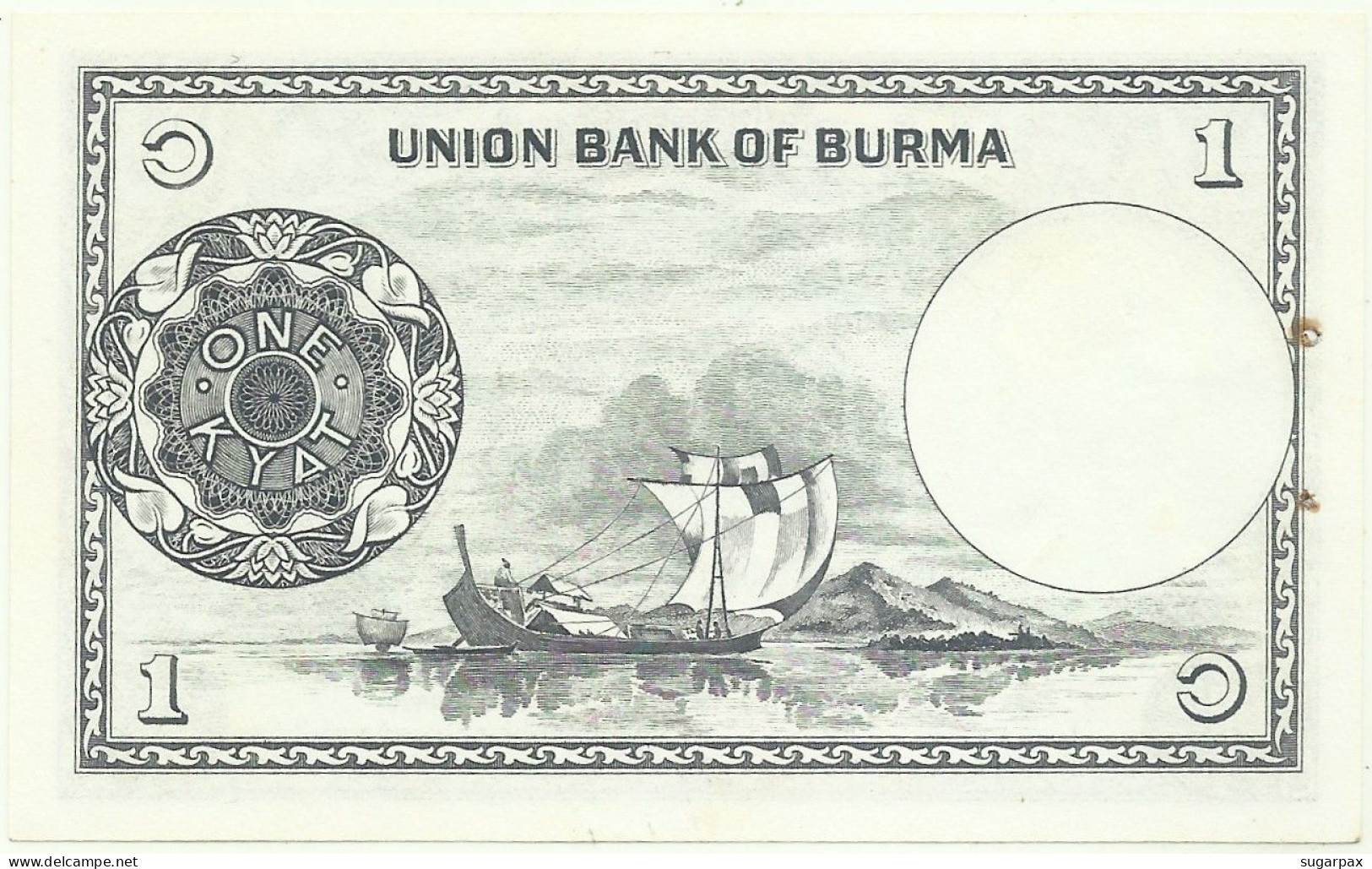 BURMA ( Now Myanmar ) - 1 Kyat - ND ( 1958 ) - P 46 - Unc. ( 2 Staple Holes ) - Union Bank Of Burma - Myanmar