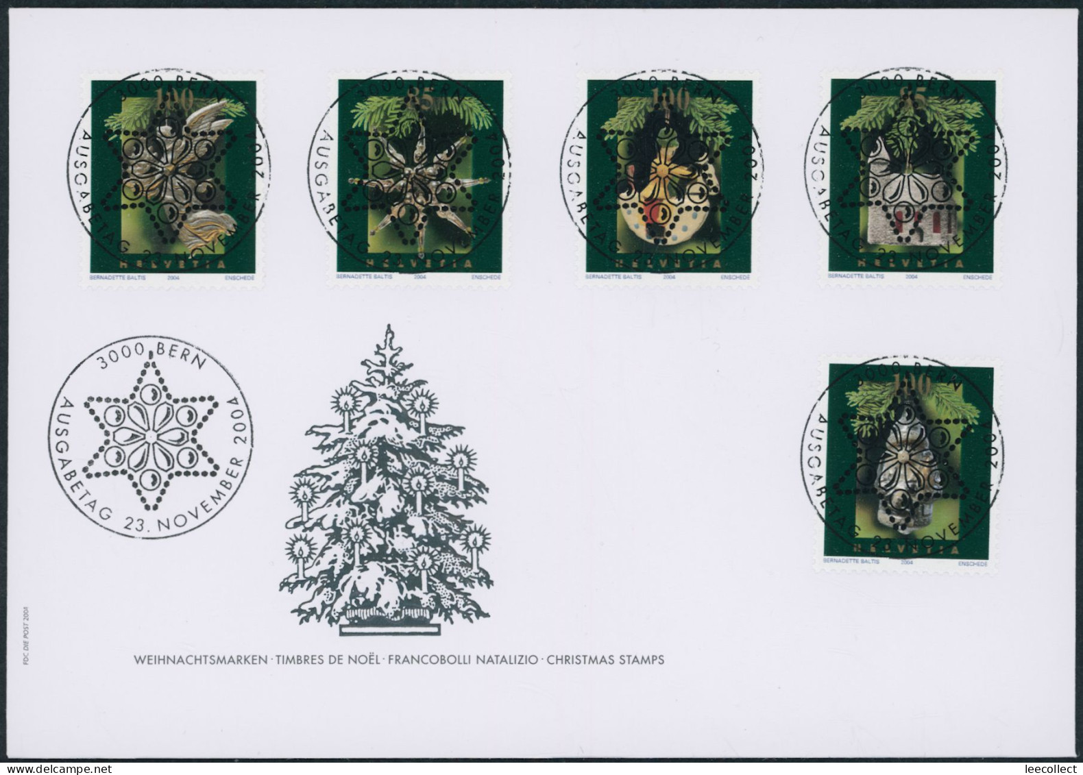 Suisse - 2004 - Weihnachtsmarken - Blockausschnitte - Ersttagsbrief FDC ET - Ersttag Voll Stempel - Covers & Documents
