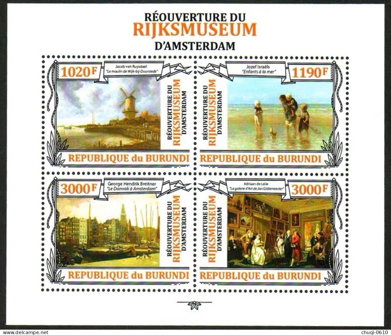 Burundi 2013 National Museum Collection Painting And Oil Painting,MS MNH - Unused Stamps