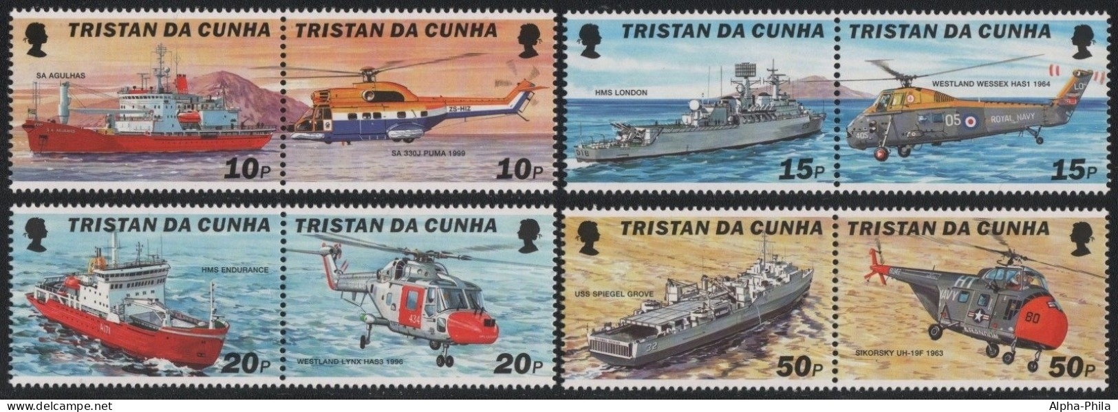 Tristan Da Cunha 2000 - Mi-Nr. 695-702 ** - MNH - Schiffe / Ships, Helicopter - Tristan Da Cunha