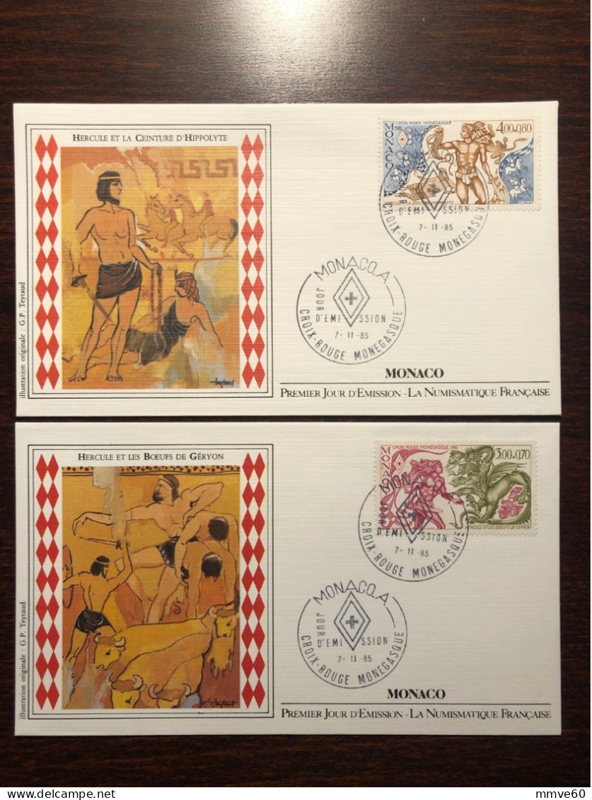 MONACO FDC’s 1985 YEAR CROIX ROUGE RED CROSS HEALTH MEDICINE - Brieven En Documenten