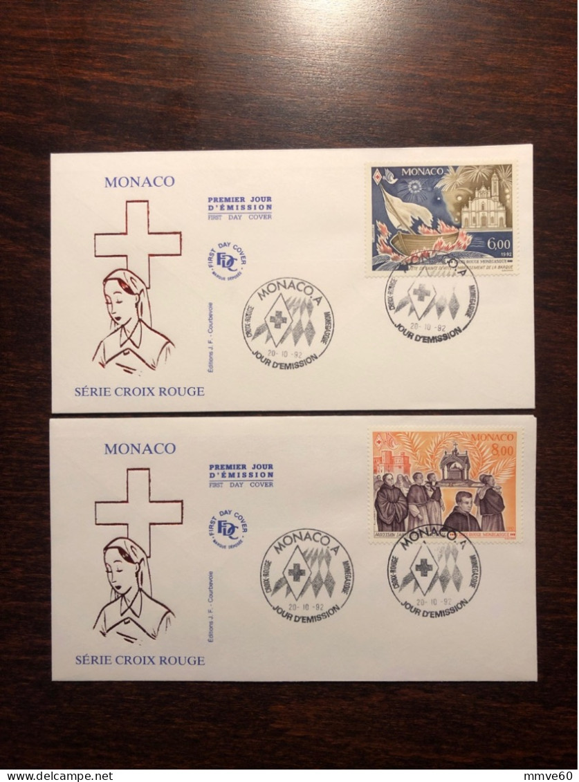 MONACO FDC 1992 YEAR CROIX ROUGE RED CROSS HEALTH MEDICINE - Storia Postale