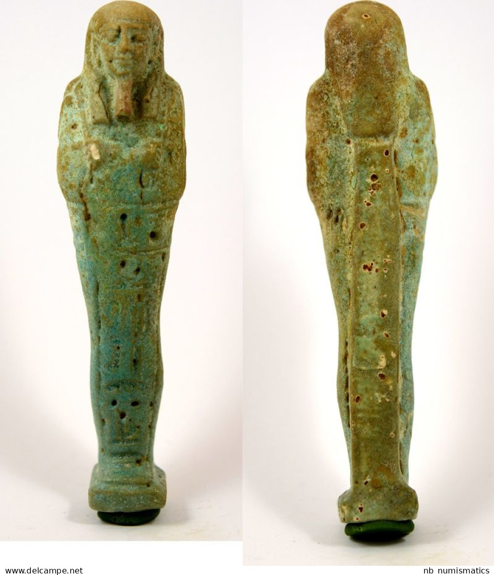 Egypt Late Period 27th-30th Dynasty Faience Ushabti Of Kesjmerennebes - Archeologie