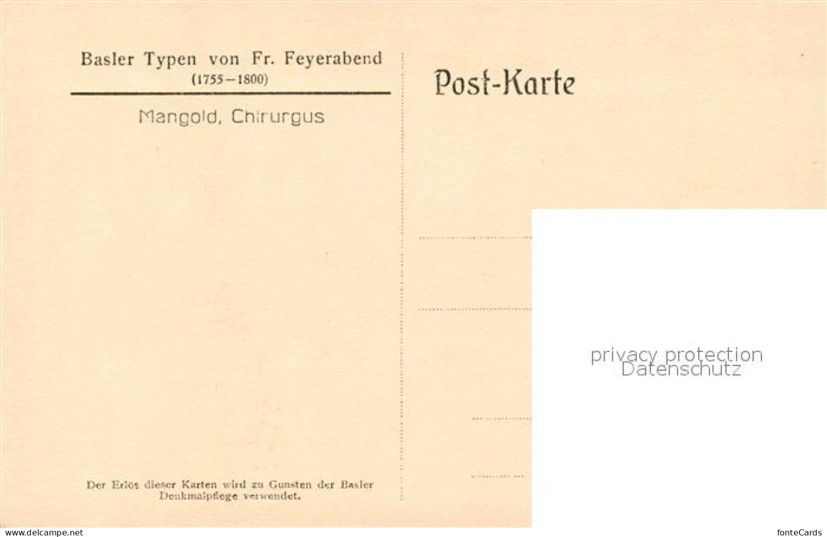 13309024 Basel BS Typen Von Fr. Feyerabend  Mangold Chirurgus Basel BS - Autres & Non Classés