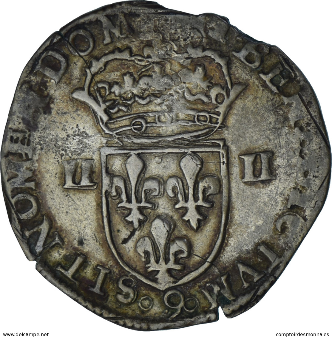 France, Henri III, 1/4 Ecu Croix De Face, 1578, Rennes, Argent, TB+, Gadoury:494 - 1574-1589 Henri III