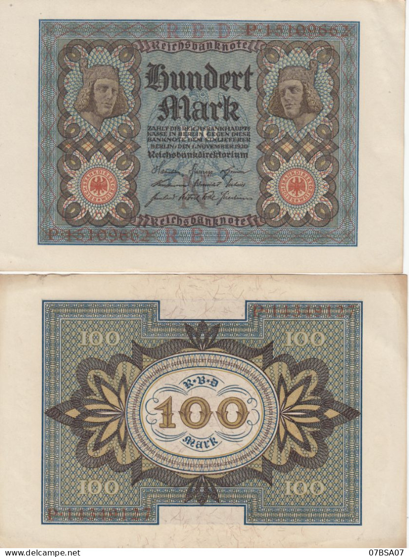 ALLEMAGNE 2 BILLETS DE 100 MARK REICHNAKNOTE - 100 Mark